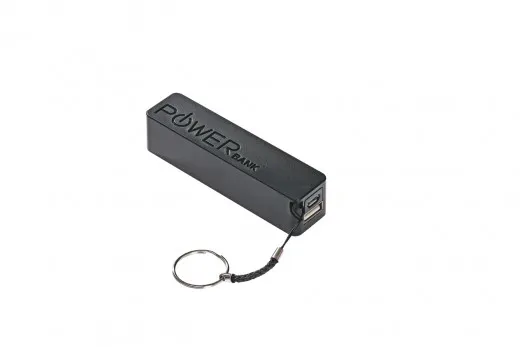 Powerbank schwarz mit 2600 mAh Akku und Micro USB Ladekabel