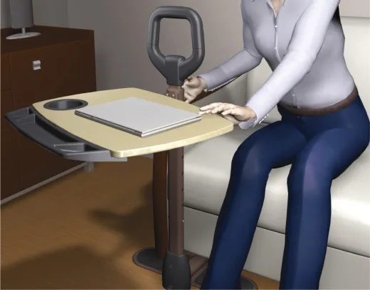 Sofagriff und Mobile Aufstehhilfe mit Beistelltisch inkl. schwenkbarem Tablett für Sofa und Couch schwarz-braun
