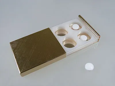 5er Pack Pillendose Tablettenbox goldfarben eckig mit 4 Fächern - klein, handlich und leicht